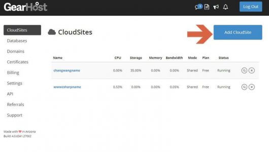 申请使用GearHost稳定的免费空间-支持PHP和.Net可绑定域名有MySQL数据库